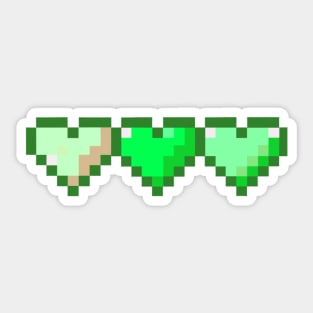 Neon Green Row of Hearts Pixel Art Sticker